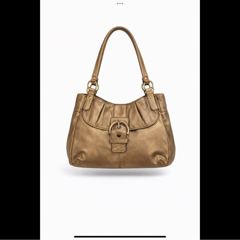 Coach Metallic Leather Hobo Shoulder Bag | Gold Bronz - Picture 2 of 16